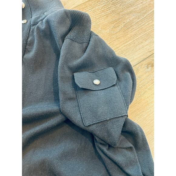 Banana Republic 1/4 Zip Dressy Sweater Size Xl Navy Snaps Arm Pocket - Picture 7 of 10